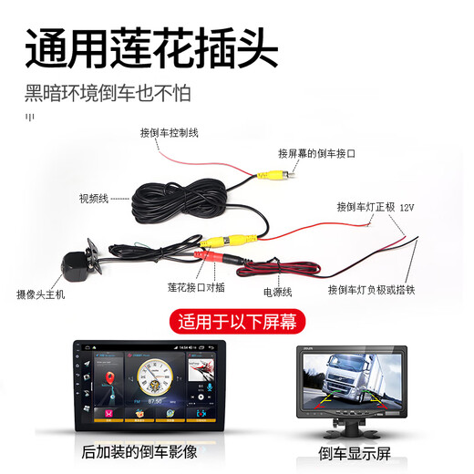 Xianyu reversing camera CCD1080P dynamic trajectory reversing image camera HD starlight night vision lens CCD HD night vision fish eye - universal for all models