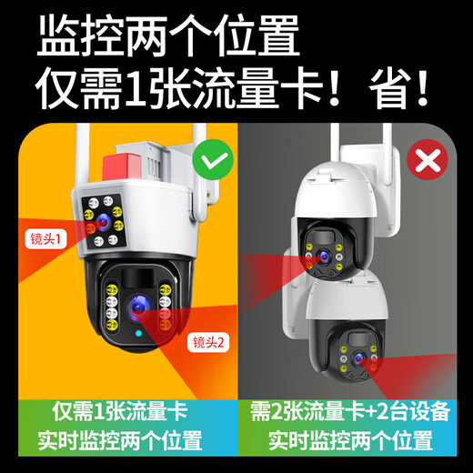 镭威视4g太阳能摄像头户外终身免流量免插电无电无网农村监控器家用360度无死角带夜视全景追踪手机远程 【免充值】800万+三画面+64G