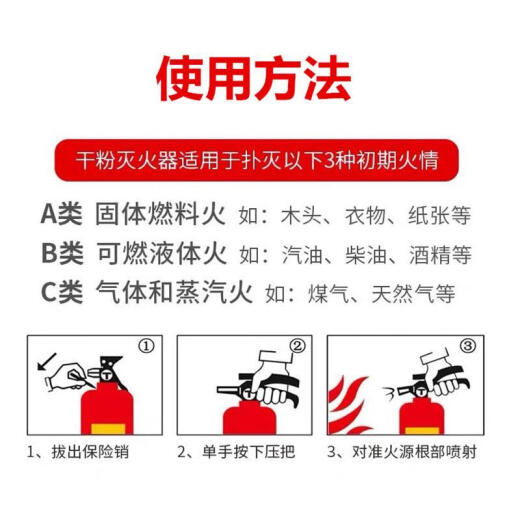 PVHY手提式干粉灭火器4kg车载商店用家用12358公斤国标消防箱套装器材 1KG灭火器+固定带