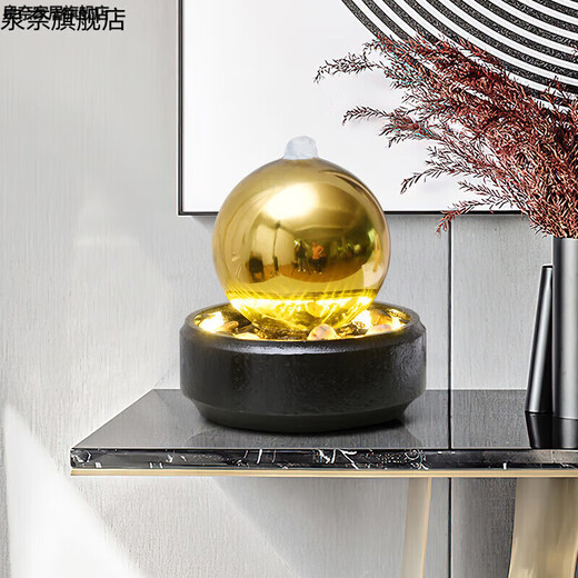 Feng Shui Transfer Ball Office Schreibtisch Gelddekoration moderne einfache fließende Wasserbrunnen Wohnzimmer Ornament Zirkulation Wasser Vorhang 9906 Weißes weißes Licht 39*39*118 cm