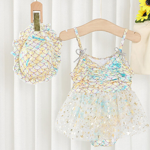 
Princess Xinnan dress girl swimsuit soaked in hot spring cute one-piece baby swimsuit internet celebrity 3-year-old child girl swimsuit swimsuit + hat [110-120cm/35-40Jin [Jin equals 0.5 kg]]