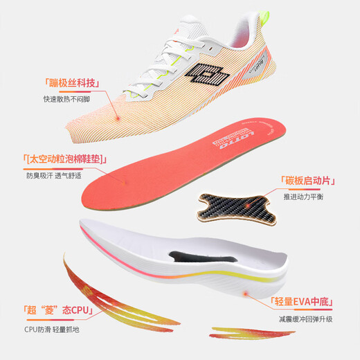 
LOTTO (LOTTO) running shoes for women professional carbon board running shoes shock-absorbing and breathable lightweight sports shoes for women 1098 fluorescent red 38