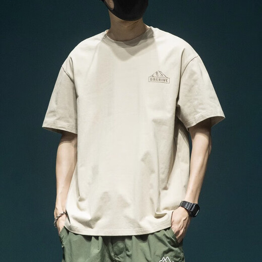Baumwoll kurzärmeligte T-Shirt für Männer, die große halbe Ärmeln T-Shirt American High Street gedrucktes Kurzärärt-T-Shirt für Männer T1506 Dunkelgrün M.