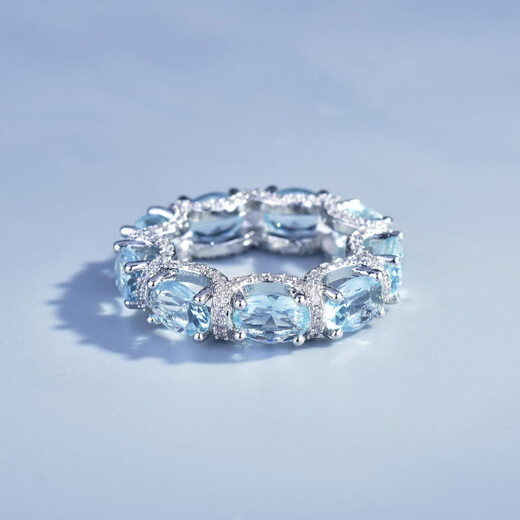 Fat Donglai's same style aquamarine ring, European and American micro-encrusted diamond sea blue row ring, Galaxy Princess lace buckle bracelet, about 18cm