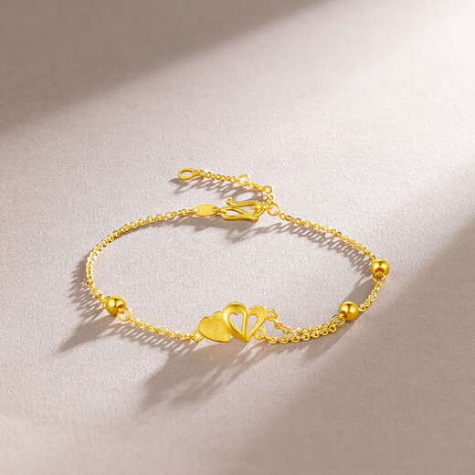 Saturday Fortune Gold Bracelet Women's Heart-to-Heart Pure Gold 999 Bracelet A0710571 Approximately 3.13g16+3cm Birthday Gift Price