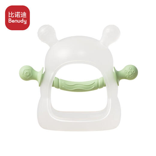 Binodi Little Bee Baby Teether Glove Style Bite Finger Soothing Teether Baby Silicone Toy Anti-eat Hand Morning Green + Storage Box