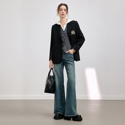 KBNE Black Casual Suit Jacket Feminine Suit 2025 New Workplace Commuting Formal Tops Spring and Autumn Women Black S