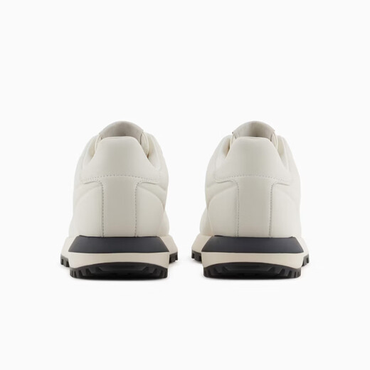 阿玛尼（ARMANI）新款男士牛皮革休闲鞋 EA品牌徽标低帮厚底运动鞋 时尚大牌男鞋 白色 X4X684（00894） 42.5 码