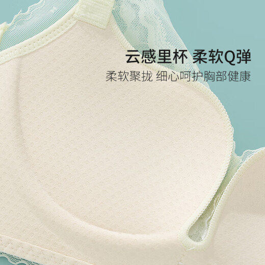 Sweet ladylike lingerie bra for women with small breasts to show their size, push-up upper support auxiliary breasts, adjustable bra without steel rings, light green B90