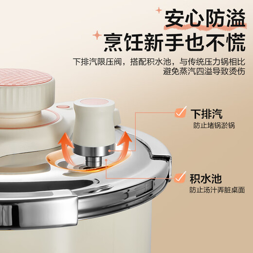 SUPOR pressure cooker 304 stainless steel gas induction cooker explosion-proof household small one-hand opening and closing pressure cooker 5.0L