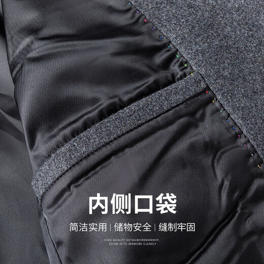 SHANSHAN杉杉羊毛西服外套男秋冬新款保暖易打理外套商务通勤职场上衣男 灰色 L /175（建议115-135斤）