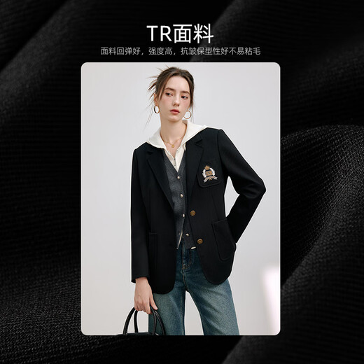 KBNE Black Casual Suit Jacket Feminine Suit 2025 New Workplace Commuting Formal Tops Spring and Autumn Women Black S
