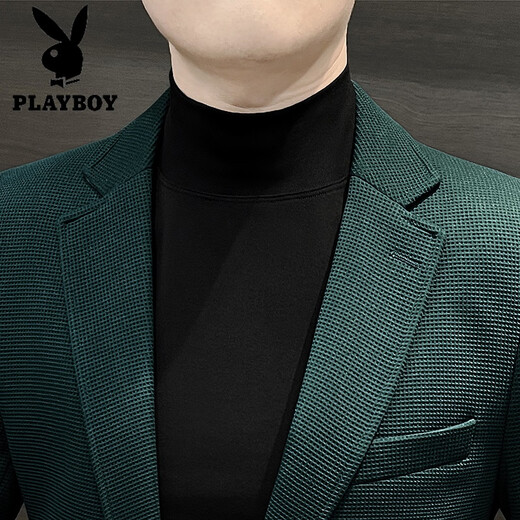 花花公子华夫格小西装男外套2025新款痞帅高级感单西修身商务休闲男士西服 咖啡色 2XL 【建议150斤以内】