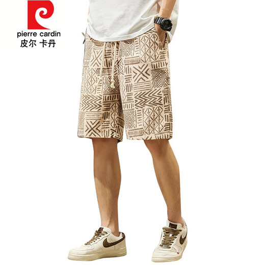 Pierre cardin cotton shorts men's summer thin style 2024 new fashion brand loose breathable beach pants 5 five-point pants men's style 696 style + 695 style M [110-120Jin[Jin equals 0.5 kg]]