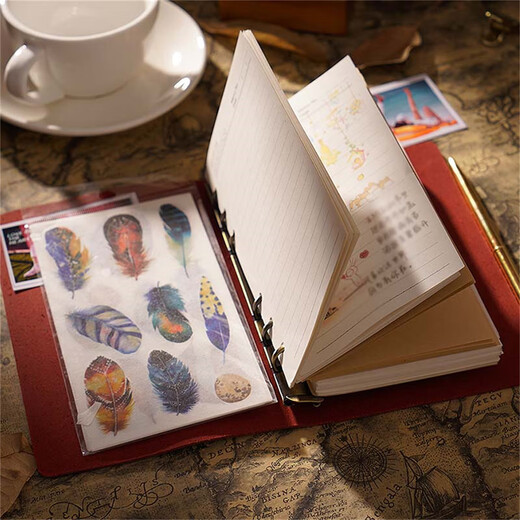 
AIGUONIU Retro leather notebook handmade top layer cowhide binder notepad business office manual Crazy horse leather gift customization [A5] burgundy/red standard 100 inner pages