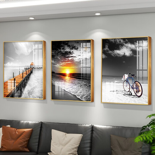 Pinturas de decoración de paisajes simples y hermosas modernas, sofás de la sala de estar Pinturas colgantes de pared, luz de lujo de luz nórdica, TXMG12858 40*60 Adecuado para paredes de aproximadamente 2.5 metros, elegante negro 3 3