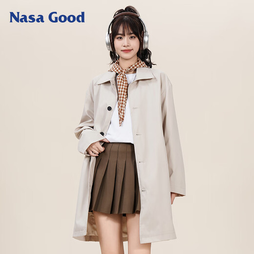 NASA GOOD mid-length jacket men's autumn Korean style solid color loose casual style couple clothes jacket khaki 2XL