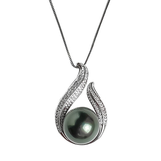 Platinum gray pearl pendant necklace niche light luxury French clavicle chain Tahiti gray trend Princess Windsor Z