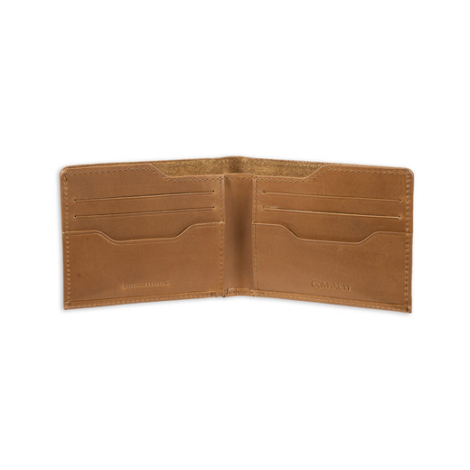 Calvin Klein trendy brand CK men's wallet leather short portable two-fold casual men's bag card holder ID bag Tan os