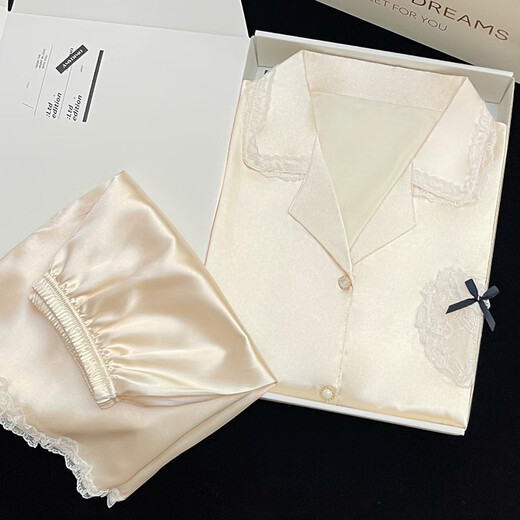 GTYUWVG纯欲风爱心睡衣女夏季冰丝短袖感夏天可外穿家居服套装 #yx-9214 XL  116-130斤