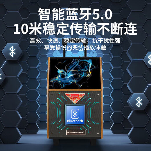 Jinzheng square dance audio with display screen outdoor audio karaoke all-in-one machine trolley speaker mobile Bluetooth home KTV audio karaoke machine large volume 21# Bluetooth wooden trolley flagship version + dual microphones standard without U disk without bracket