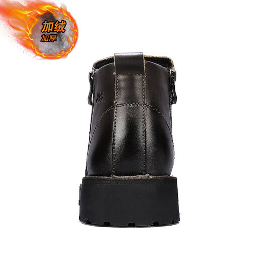 Jeep Jeep Middle Bang Martin Boots Hombres de otoño y invierno Nuevo top de vaca British British Chelsea Boots Dark Brown (con vellón para mantenerse caliente) 39