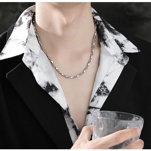 OKZpt950 platinum necklace men's light luxury platinum chain moissanite gift for boyfriend unlimited ingot chain 32.65 default 60 long with counter gift box + certificate