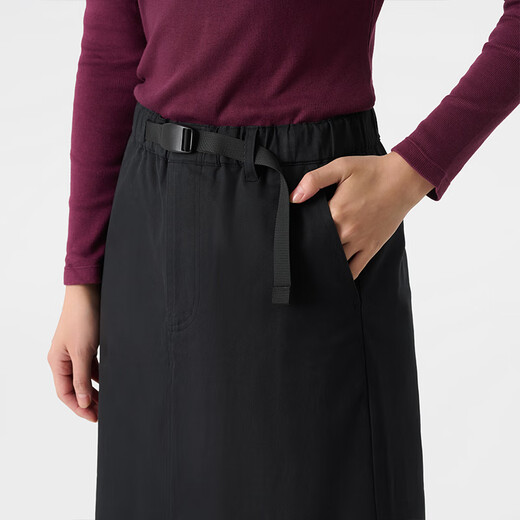 MUJI Women's Mercerized Twill Narrow Skirt Long Skirt Women's Autumn Skirt BEY02C4A Black S (155/62A)