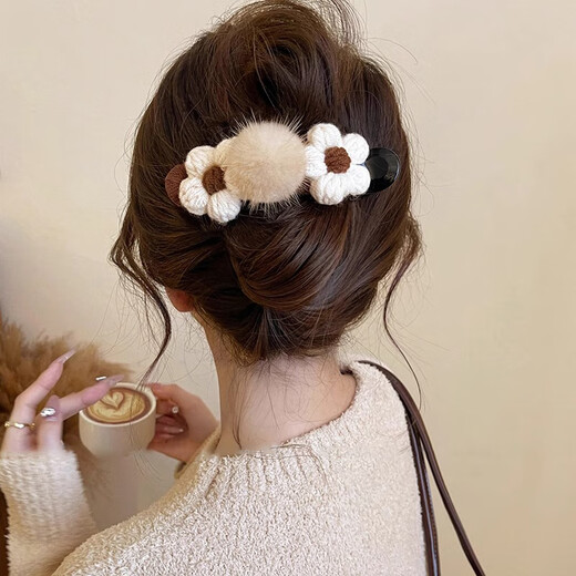 Two Worlds Flower Hair Ball Clip Women's 2026 New High-end Shark Clip Safe Alternative Duckbill Clip Hair Clip Hair Accessory Winter 2-piece Set Holds More Hair More Firmly