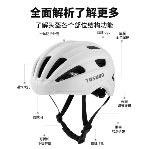 Capitaine Tass (Tosuod) Casque de vélo Hommes et femmes Mountain Road Road Safety Casque White M Taille