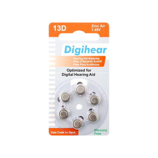 西嘉原装助听器电池锌空气A13钮扣电子A10A312A675 DIGihear312【1板6颗】