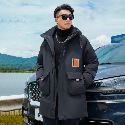 Chenxuan trendy fat man thickened mid-length cotton coat plus fat and loose winter cotton coat fat man coat large size men's cotton coat black 10XL (290-310Jin Jin is equal to 0.5 kg)