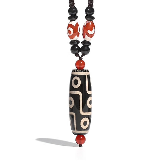 Shichuan Baishi Nine-Eyed Dzi Bead Pendant Tibetan Genuine Crystal Agate Amulet for Men and Women Pendant Necklace Couple Birthday Gift