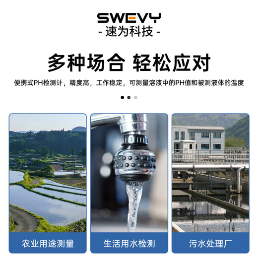 速为酸碱度计水质检测笔测试仪笔数显高精度ph计工业自来水检测仪 SW738+校准液套装