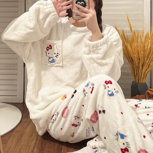 简方位珊瑚绒睡衣女秋冬季加厚可爱帕恰狗少女法兰绒保暖新款家居服套装 zx-12401 XL X(建议135-160斤)