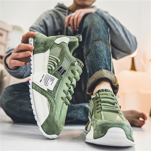 MVPBOY running shoes men's new spring versatile casual sports shoes men's bottom bag dad's shoes breathable mesh shoes men's shoes Sunshine C681 green 40