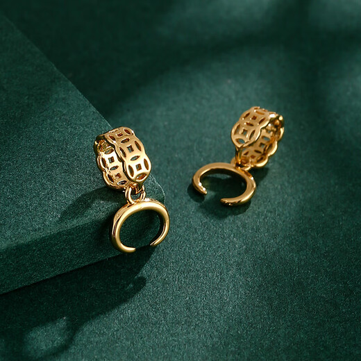 Puli DIY pendant buckle accessories 18K gold button cow nose buckle horizontal buckle inlaid with jade beads Passepartout pendant buckle gold