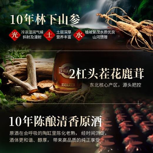 Jinpai 38 degrés Boîte cadeau à vin ginseng Collection de cadeaux haut de gamme et cadeau de vacances à vin Gift 38 degré 50 ml 1 bouteille Jinpai Ginseng Wine Experience Package