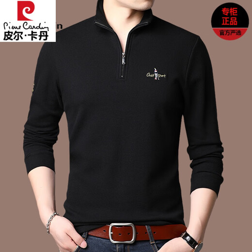 Pier Cardin Half-High Zipper Stand Collar Sweins para hombres de manga larga y manga de otoño Camiseta de polo casual de la base de la base de la base del polo 6625 no válvula: gris 165/m tamaño