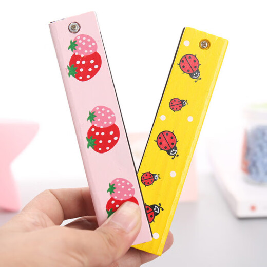 木质口琴儿童木制玩具卡通铁口风琴乐器地摊幼儿园奖品 创意儿童口琴-混色-1个装 无规格