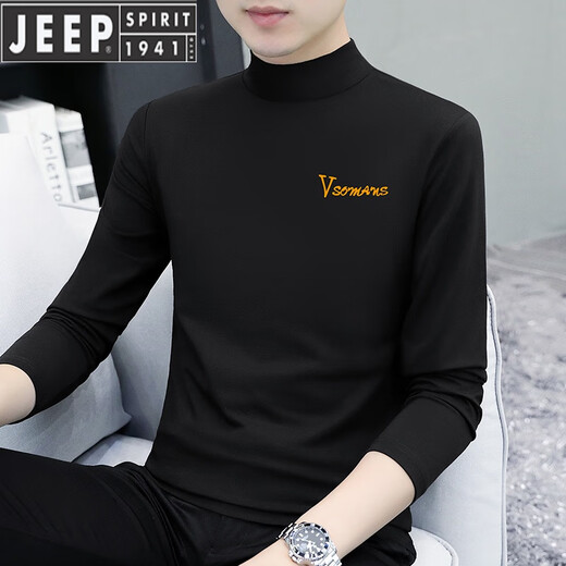 Jeep Spirit Pure Cotton Halbschildkragenpullover Basishemd Herren-Langsalz T-Shirt Middle Color Middle Collar Spring und Herbst Neues Männer T-Shirt Outer Top 6187 Charcoal Grey L [Vorgeschlagen 115-130jin [Jin gleich 0,5 kg]]]