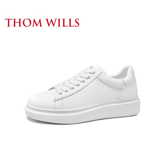THOM WILLS Lei Jun's same style thick-soled white shoes men's height-increasing genuine leather casual shoes white G931-1 6.5/39 size