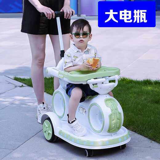 LETSFIND children's rocking stroller stroller baby electric four-wheeled child car with remote control baby toy car high-end pink swing + dinner plate + remote control + push handle dual drive