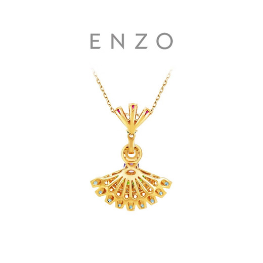 Chow Tai Fook ENZO dance skirt 18K gold colorful gemstone diamond pendant female EZV3411 birthday gift free silver chain EZV3411