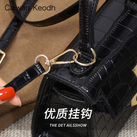 CALWAN KEODH新款2025包包女包凯莉包手提斜挎包单肩包轻奢生日圣诞礼物送女友 【黑色】小众百搭高级感气质实用走心女生闺蜜