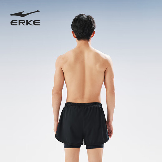 Hongxing Erke (ERKE) swimming trunks for men, double-layered, anti-embarrassing, boxy-angle, loose, quick-drying, vacation beach pants, hot spring swimwear, swimming equipment