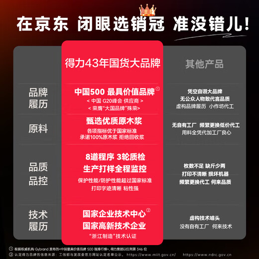 得力(deli)珊瑚海100*70mm 690张*6卷 三防热敏标签打印纸 快递面单不干胶打印纸ZG106