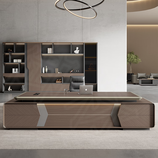 Yuzhu Light Luxury Boss Desk Office Desk and Chair Combination Executive Desk Supervisor Manager Office Table Single President Simple Modern 2.0 Meter Light Luxury Boss Desk