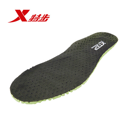 特步（XTEP） 运动鞋垫男士柔软舒适鞋垫打孔透气减震运动跑步透气科技鞋垫 黑绿【蜂窝透气款】 #40