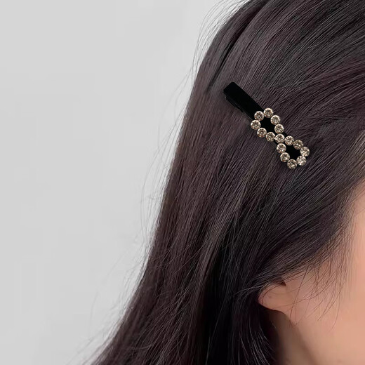 Zhuo Keke rhinestone bow duckbill hair clip velvet bangs clip side clip for women's forehead delicate Internet celebrity broken hair special clip hollow rhinestone bow 2 pieces